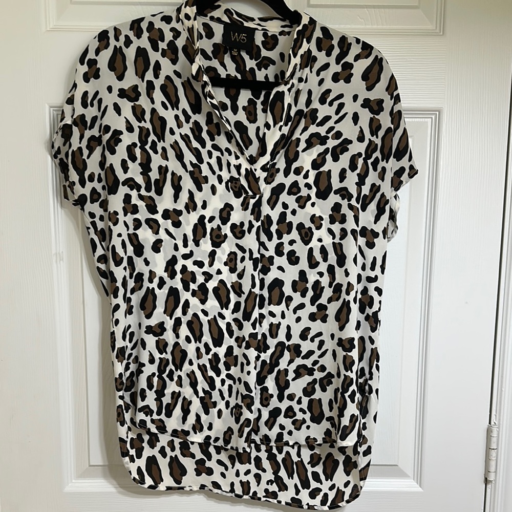 W5 Women's Leopard Print Top - Black and Brown